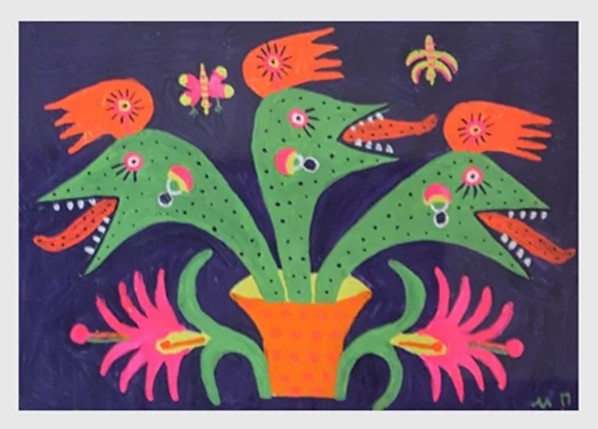 М. Приймаченко, «Квіти виросли коло четвертого блока», 1990.